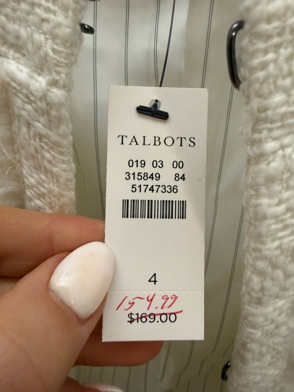 Talbots Ivory Tweed Ruffle-Cuff Open Jacket - Picture 4 of 4